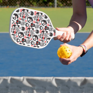 Spielerische schwarze und rote Monsterdoodles Pickleball Schläger