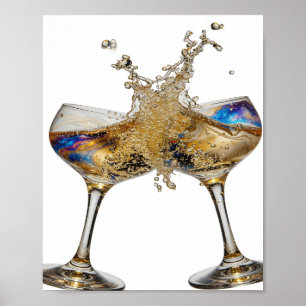 Spielerische Silber-CHEERS TO GOOD HEALTH 3D-Textk Poster