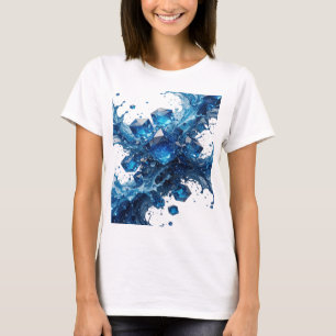 Spielerische Silberblaue Eiskristalle im Wasserspr T-Shirt