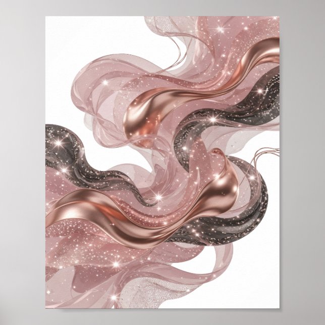 Spielerische silberne ABSTRACTE KUNST v2 Poster (Vorne)