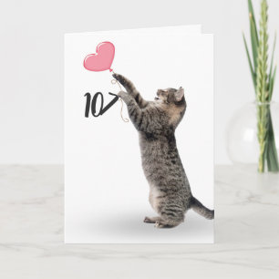 spielerische Tischkatze für 107. Geburtstagskarte Karte