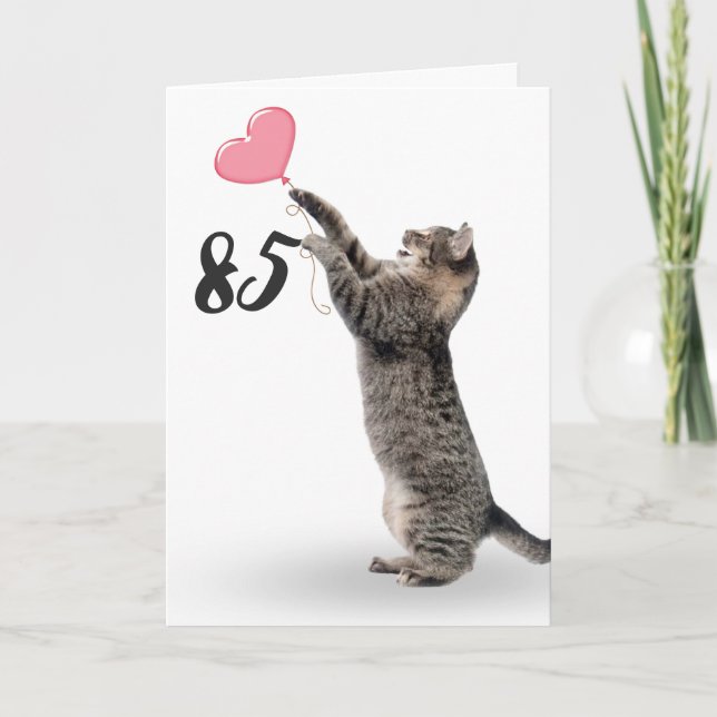 spielerische Tischkatze für 85. Geburtstagskarte Karte (Vorderseite)