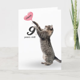 spielerische Tischkatze für die 9. Geburtstagskart Karte