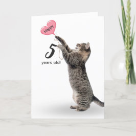 spielerische Tischkatze zum 5. Geburtstag Karte