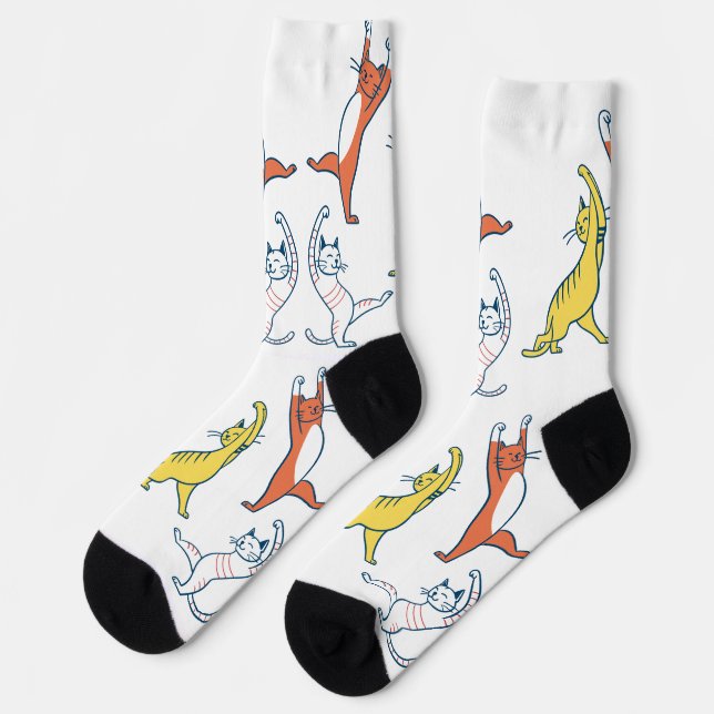 Spielerische Yoga Cat Socks Socken (Linkes Detail)