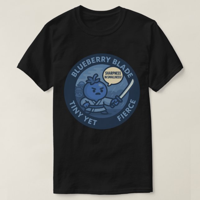 Spielerischer Blaubeer-Samurai-Power  T-Shirt (Design vorne)