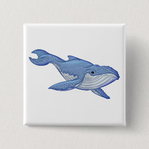 Spielerischer Blauwal Button