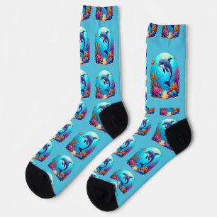 Spielerischer Delfin im lebendigen Korallenriff Socken