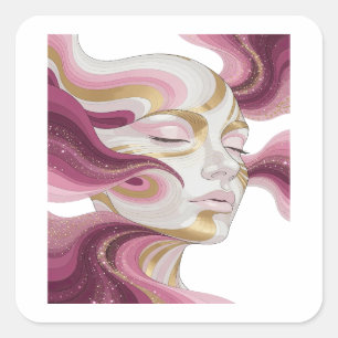 Spielerischer Gold-Abstrakt-Sticker-Druck Quadratischer Aufkleber