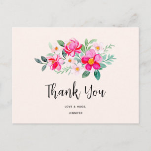 Spielerischer hübscher rosa Blumenstrauß Dankeschö Postkarte