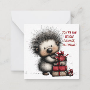 Spielerischer Klassenzimmer-Valentin - Igel-Design Mitteilungskarte