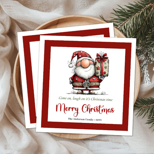 Spielerischer Lustiger Quirkiger Weihnachtsmann Ca Serviette (Playful Funny Quirky Santa Cartoon Christmas Napkins)