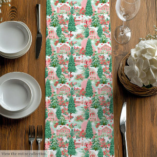 Spielerischer magenta-grüner preppy-Weihnachtsläuf Mittelgroßer Tischläufer