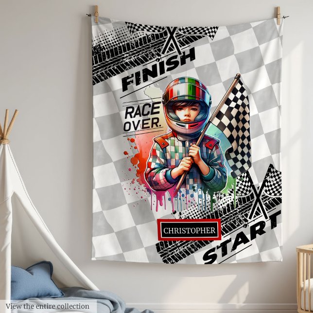 Spielerischer Rennfahrer Formel 1 Sportwagenjunge Fleecedecke (Playful Racing Blanket Formula 1 Sport Car Boy)