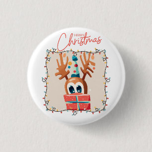 Spielerischer Rentier mit Geschenk Button