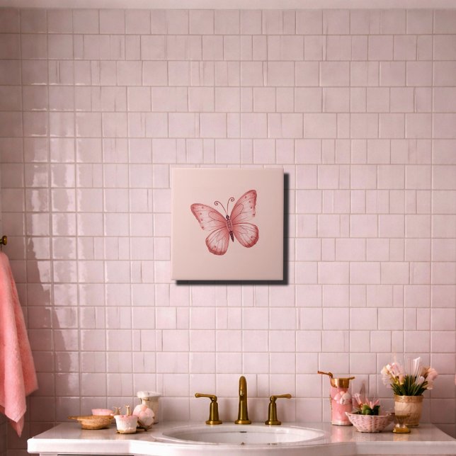 Spielerischer Rosa Schmetterling Fliese (Von Creator hochgeladen)