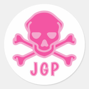 Spielerischer Rosa-Totenkopf-Kreuzknochen-Säugling Runder Aufkleber