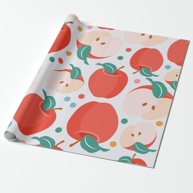 Spielerisches Apple-Muster Geschenkpapier (Ungerollt)