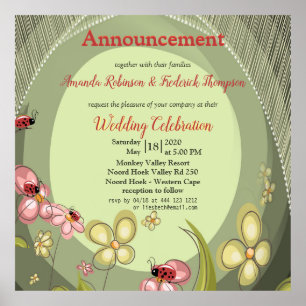 Spielerisches Aussehen mit Blume und Ladybird Poster