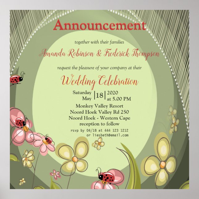 Spielerisches Aussehen mit Blume und Ladybird Poster (Vorne)