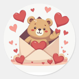 Spielerisches Bärenpoppen aus dem Umschlag mit Her Runder Aufkleber