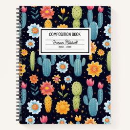 Spielerisches Cactus Pattern-Komposition-Notebook Notizbuch