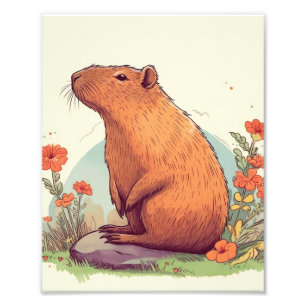 Spielerisches Capybara Erlebnis Fotodruck