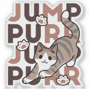 Spielerisches Cat Jump Design - Jump Purr Pun Artw Aufkleber