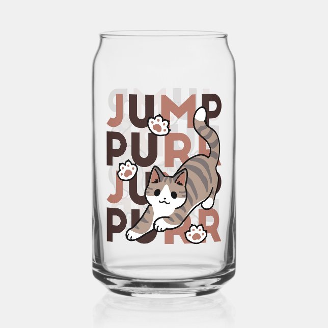 Spielerisches Cat Jump Design - Jump Purr Pun Artw Dosenglas (Vorderseite)