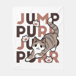 Spielerisches Cat Jump Design - Jump Purr Pun Artw Fleecedecke