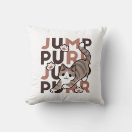 Spielerisches Cat Jump Design - Jump Purr Pun Artw Kissen