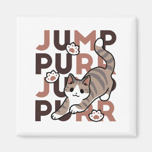 Spielerisches Cat Jump Design - Jump Purr Pun Artw Magnet