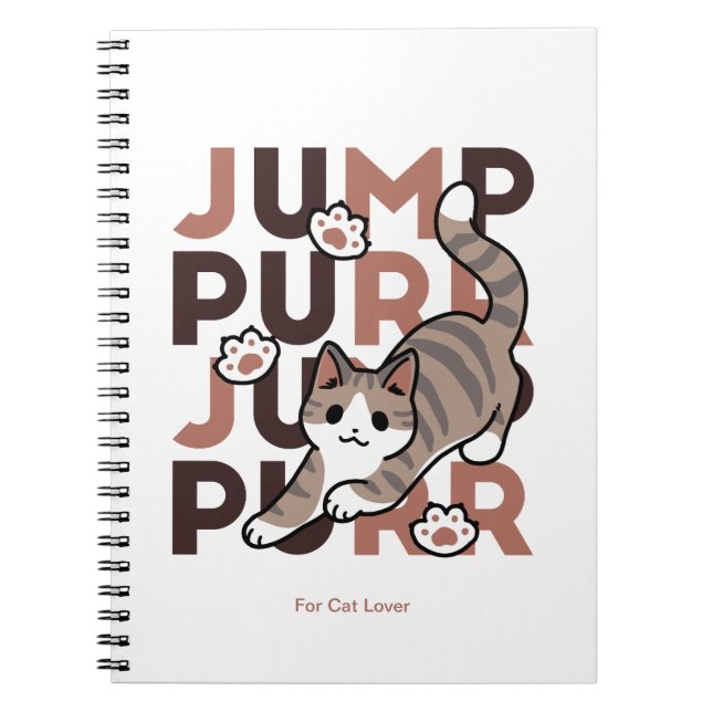Spielerisches Cat Jump Design - Jump Purr Pun Artw Notizblock (Vorderseite)