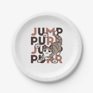 Spielerisches Cat Jump Design - Jump Purr Pun Artw Pappteller