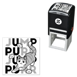 Spielerisches Cat Jump Design - Jump Purr Pun Artw Permastempel