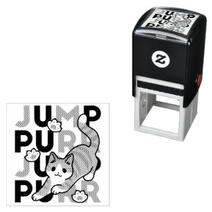 Spielerisches Cat Jump Design - Jump Purr Pun Artw Permastempel