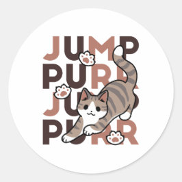 Spielerisches Cat Jump Design - Jump Purr Pun Artw Runder Aufkleber