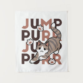 Spielerisches Cat Jump Design - Jump Purr Pun Artw Wandteppich