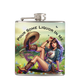 Spielerisches Cowgirl Liquor Vinyl Wrapped Flask Flachmann
