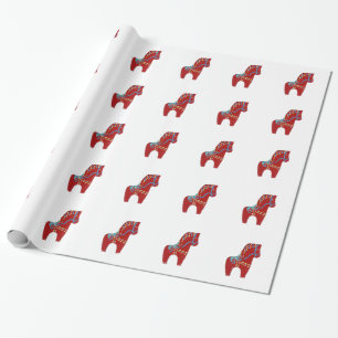 Spielerisches Dala Rotes Pferd Wrapping Paper Geschenkpapier
