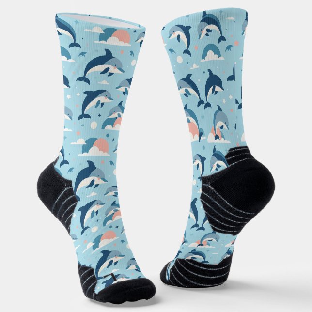 Spielerisches Delphinmuster Socken (Gewinkelt)