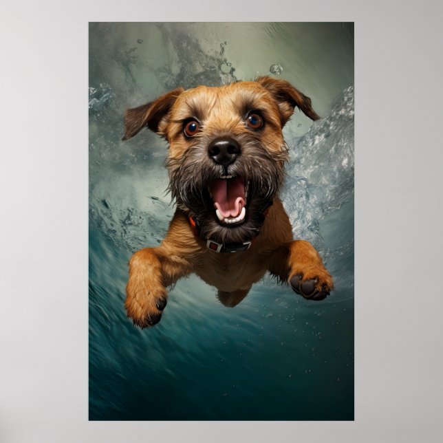 Spielerisches Design für Hunde unter Wasser Poster (Vorne)