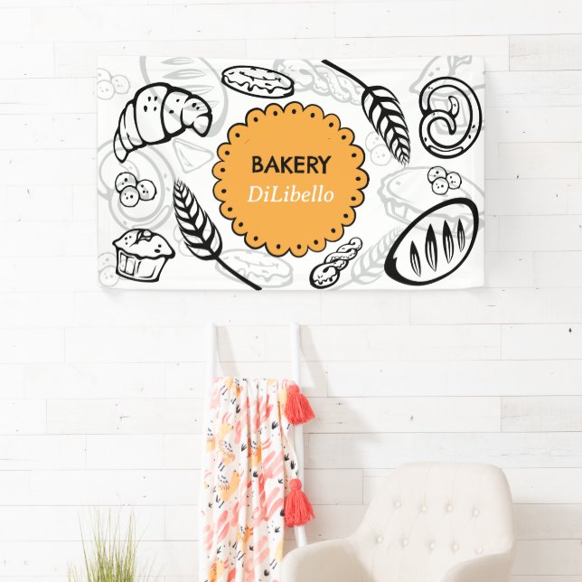 Spielerisches Doodle Brot Illustration Bäckerei Banner (Insitu)