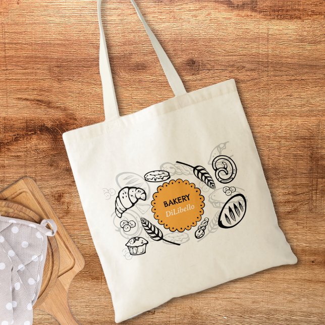 Spielerisches Doodle Brot Illustration Bäckerei Tragetasche (Playful Doodle Bread Illustrations Bakery Tote Bag)