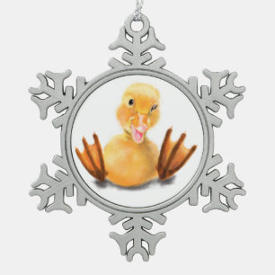Spielerisches gelbes Duckling Weihnachtsgeschmack Schneeflocken Zinn-Ornament