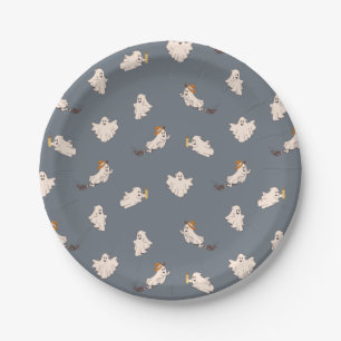 Spielerisches Ghosts Halloween-Muster Pappteller