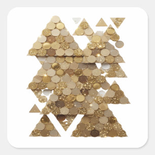 Spielerisches Gold GOLDEN TREE Dekor Design Quadratischer Aufkleber