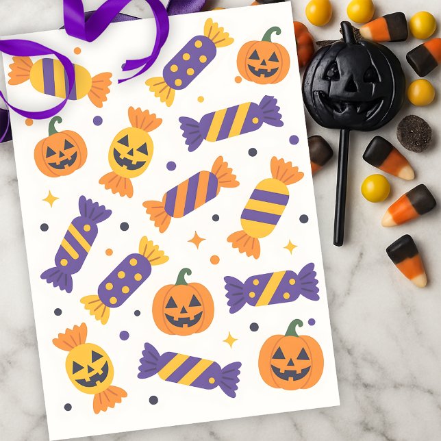 Spielerisches Halloween Candy and Jack-o' Lanterns Seidenpapier (Von Creator hochgeladen)
