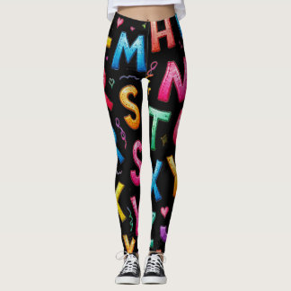 Spielerisches handgeschriebenes Alphabet-Muster Leggings