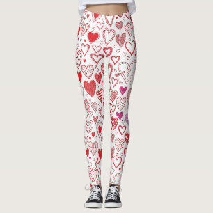 Spielerisches handgezeichnetes Valentinstag-Herzen Leggings